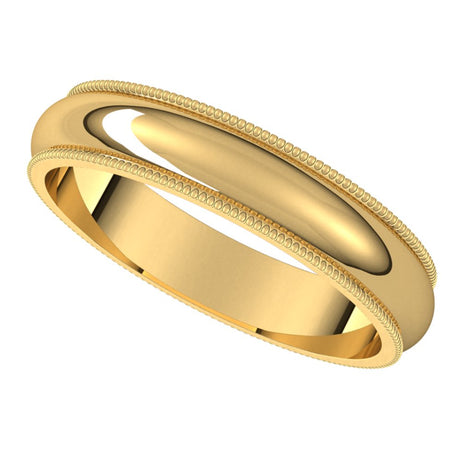 14K Yellow 4 mm Milgrain Half Round Band