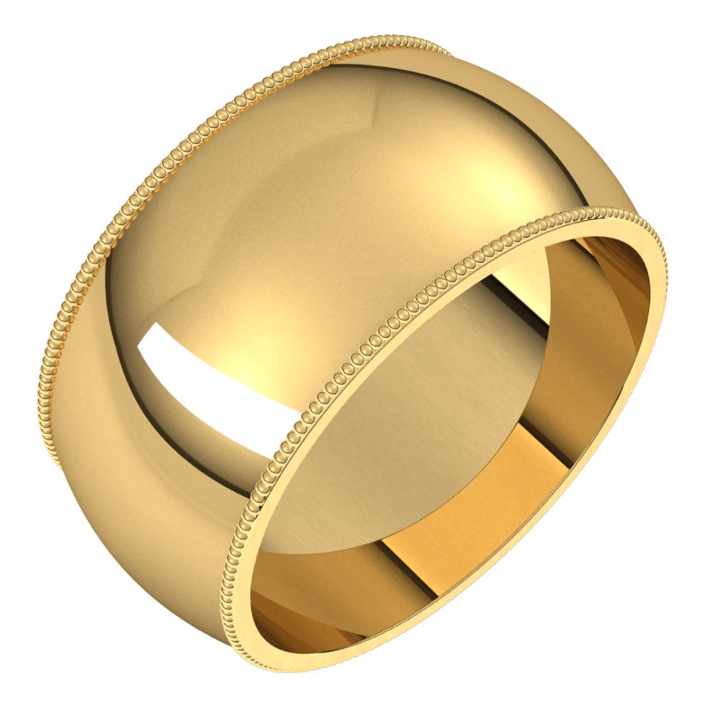 18K Yellow 10 mm Milgrain Half Round Band Size 14.5 
