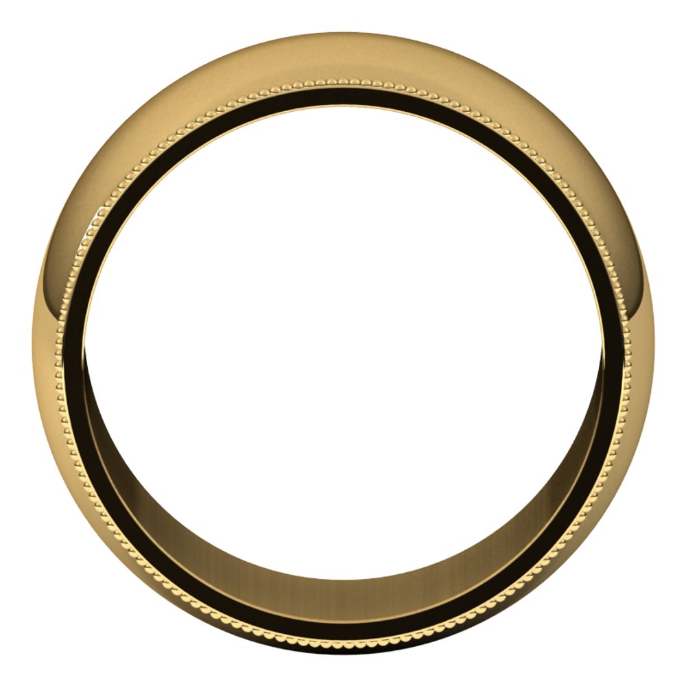 18K Yellow 10 mm Milgrain Half Round Band Size 14.5