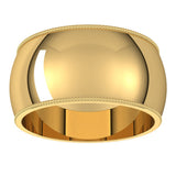 18K Yellow 10 mm Milgrain Half Round Band Size 14.5