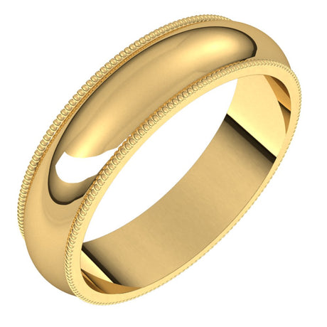 14K Yellow 5 mm Milgrain Half Round Band Size 6 