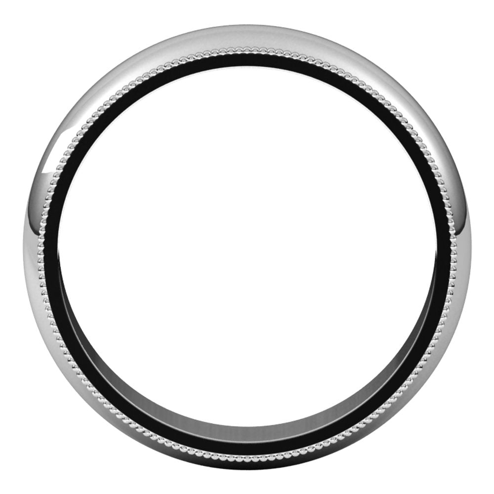 10K White 5 mm Milgrain Half Round Band