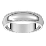 14K White 5 mm Milgrain Half Round Band