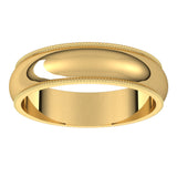 14K Yellow 5 mm Milgrain Half Round Band