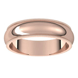 10K Rose 5 mm Milgrain Half Round Band Size 12