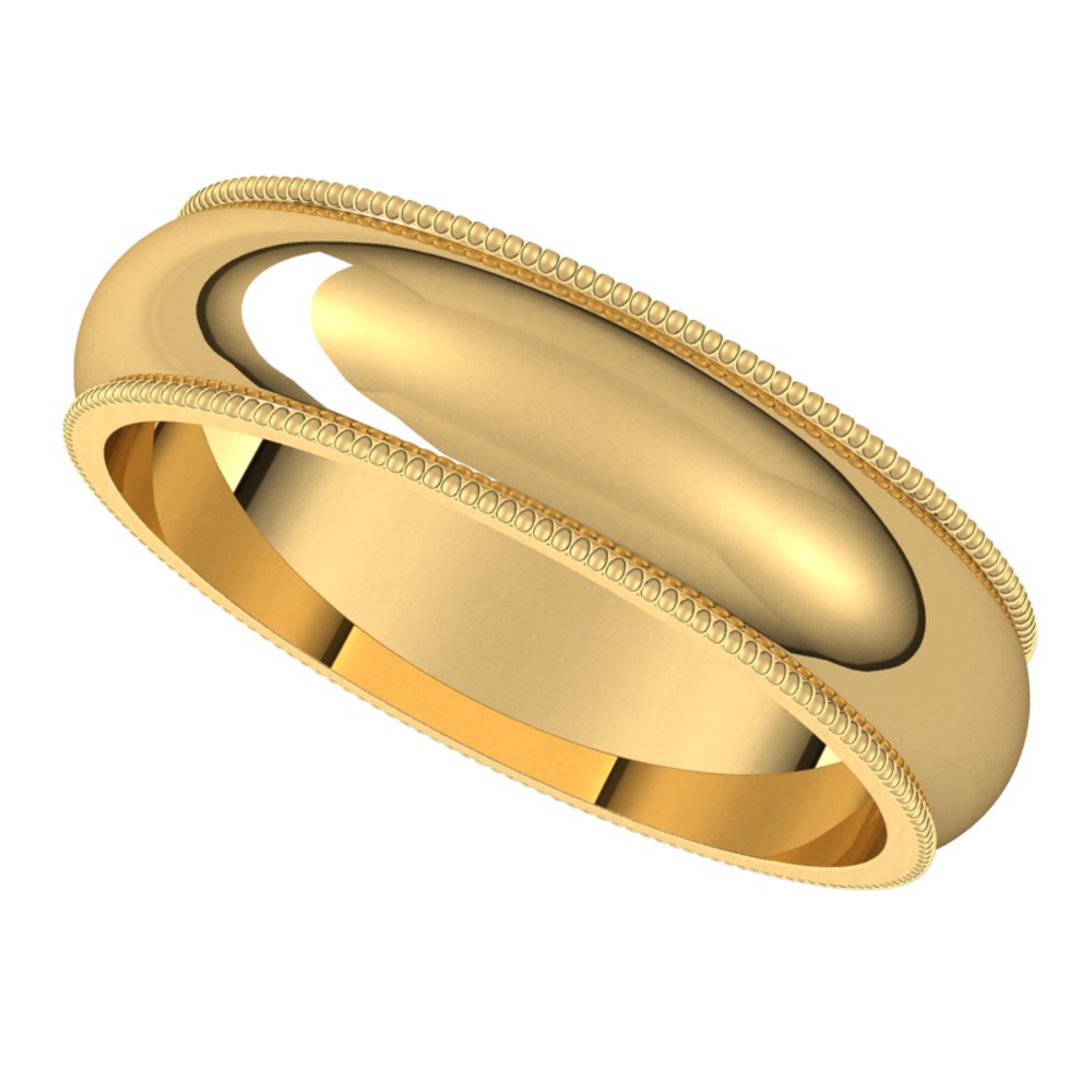 14K Yellow 5 mm Milgrain Half Round Band