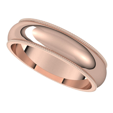 14K Rose 5 mm Milgrain Half Round Band Size 9