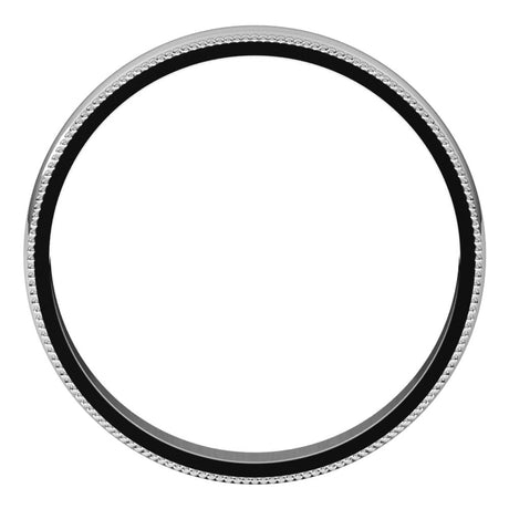 10K White 3 mm Milgrain Half Round Light Band