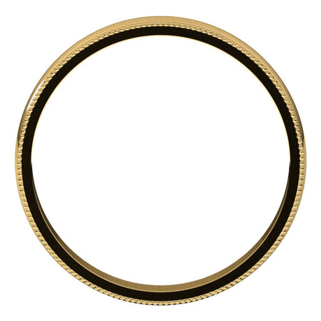 14K Yellow 3 mm Milgrain Half Round Light Band