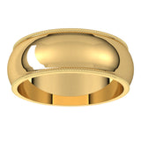 18K Yellow 7 mm Milgrain Half Round Band Size 13