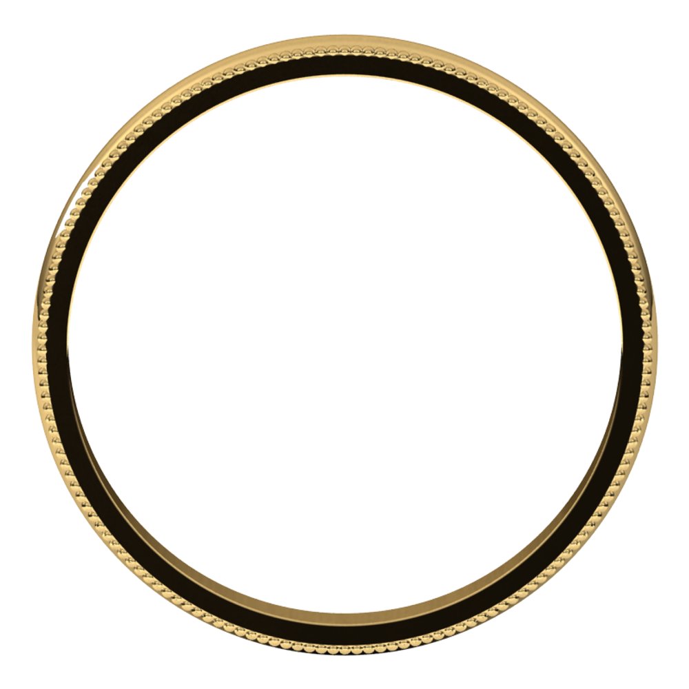 14K Yellow 2.5 mm Milgrain Half Round Light Band