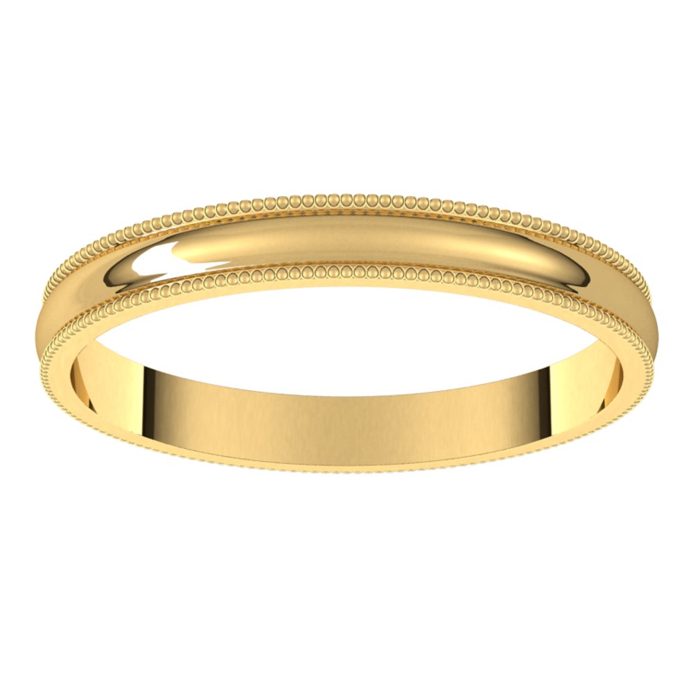 10K Yellow Gold 2.5 mm Lightweight Milgrain Half Round Band Size 5