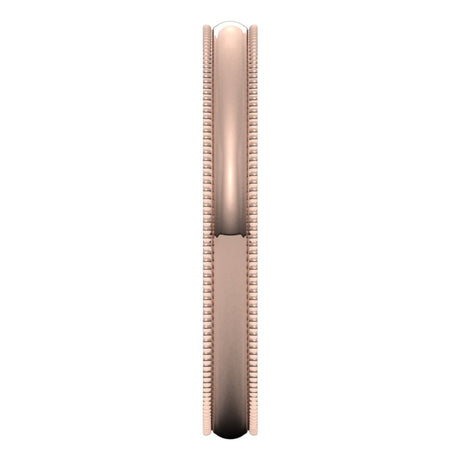 14K Rose Gold 2.5 mm Lightweight Milgrain Half Round Band Size 10