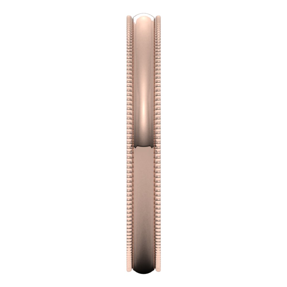 14K Rose Gold 2.5 mm Lightweight Milgrain Half Round Band Size 10