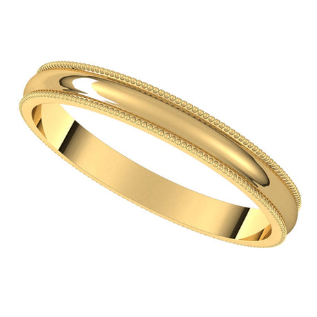 10K Yellow Gold 2.5 mm Lightweight Milgrain Half Round Band Size 5