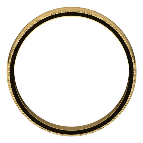 14K Yellow 4 mm Milgrain Half Round Light Band