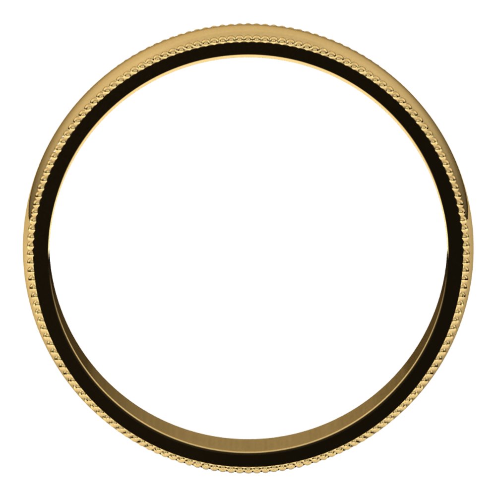 14K Yellow 4 mm Milgrain Half Round Light Band