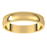 14K Yellow 4 mm Milgrain Half Round Light Band