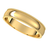 14K Yellow 4 mm Milgrain Half Round Light Band