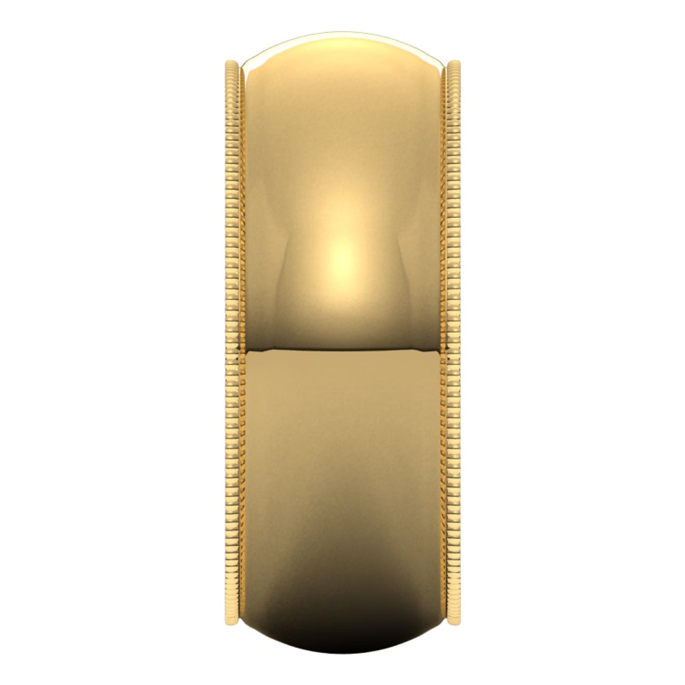 14K Yellow Gold 8 mm Milgrain Half Round Band Size 9 