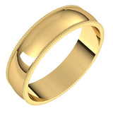 14K Yellow 5 mm Milgrain Half Round Light Band Size 7