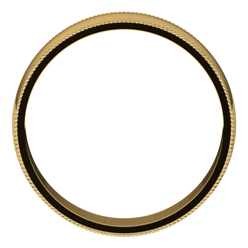 10K Yellow 5 mm Milgrain Half Round Light Band