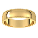 14K Yellow 5 mm Milgrain Half Round Light Band