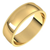 14K Yellow 6 mm Milgrain Half Round Light Band Size 8.5