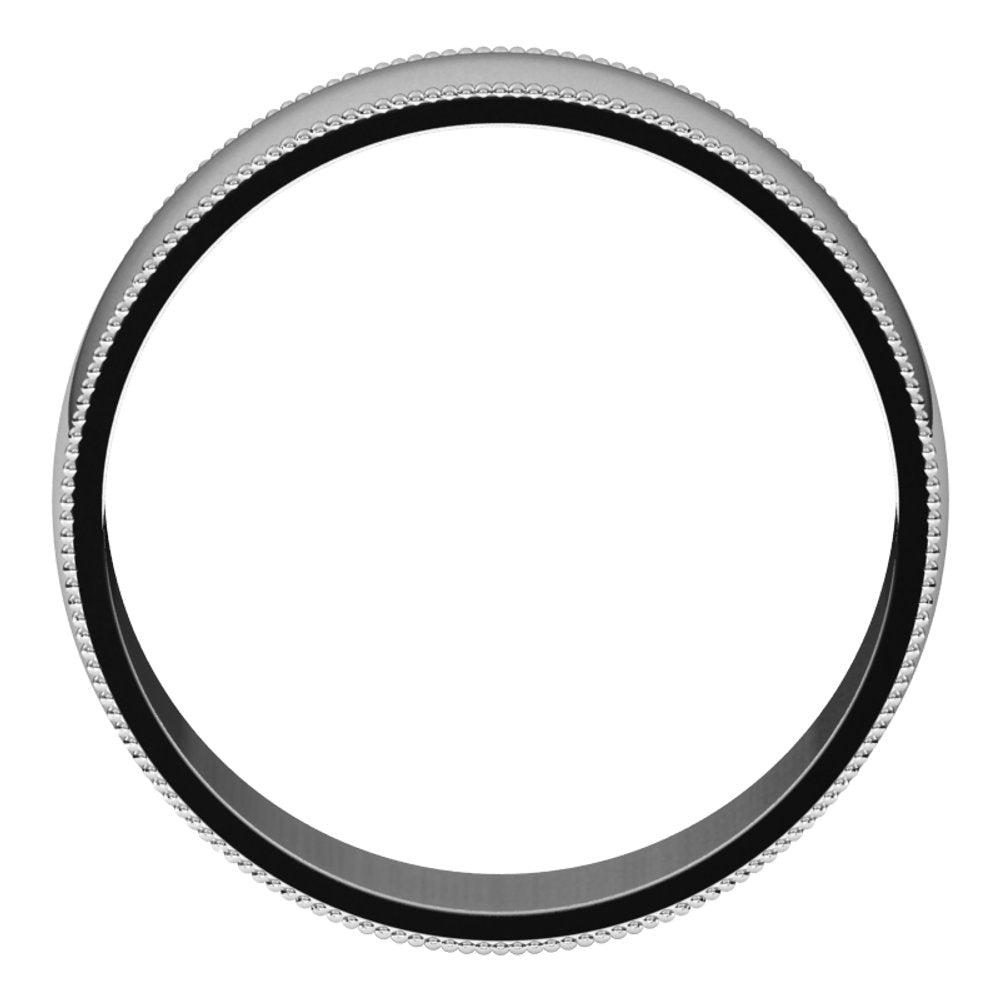 Platinum 6 mm Milgrain Half Round Light Band Size 12.5