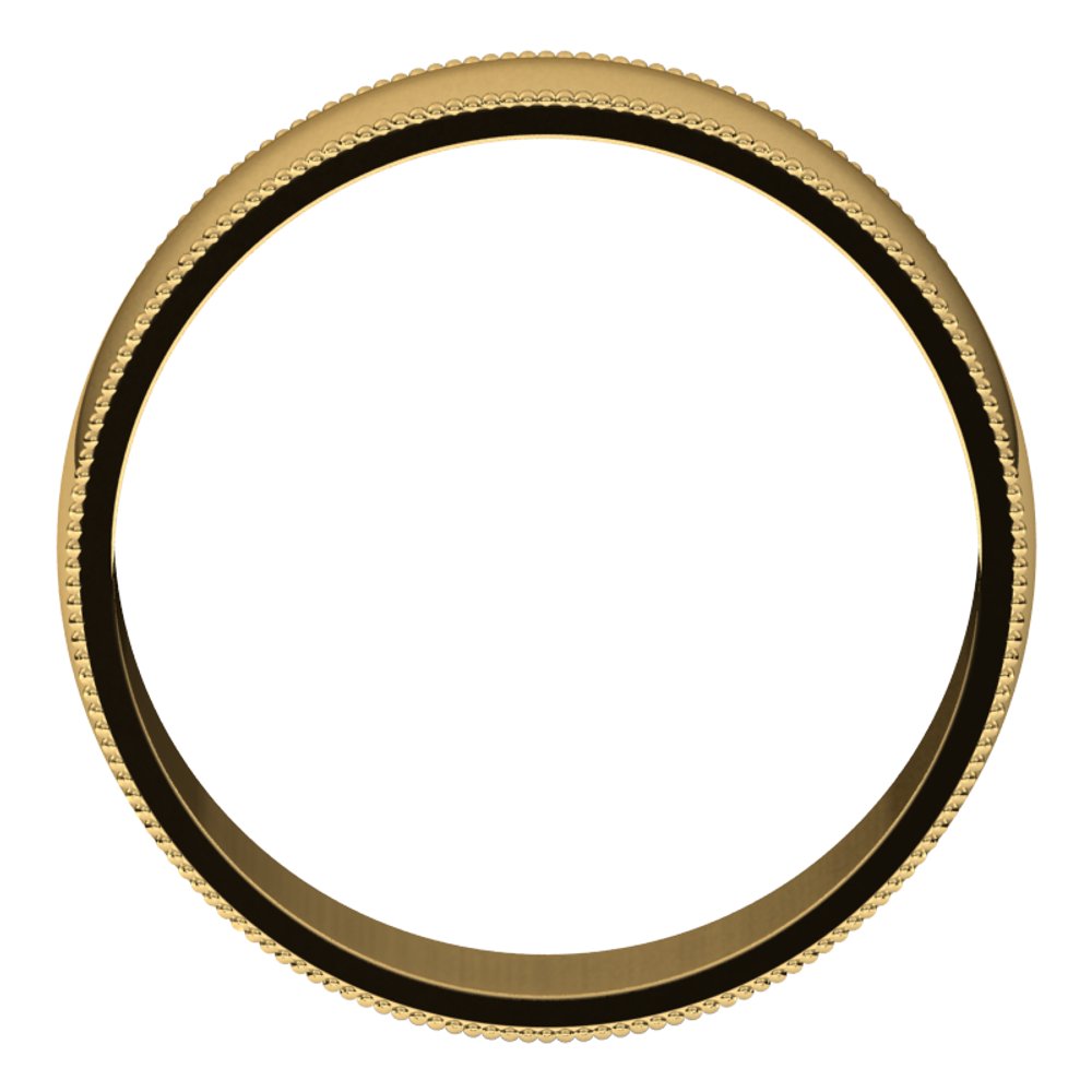 14K Yellow 6 mm Milgrain Half Round Light Band