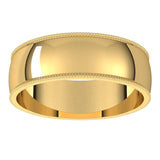 14K Yellow 6 mm Milgrain Half Round Light Band