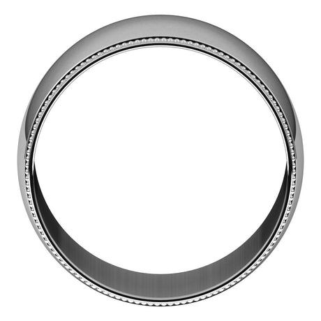 14K White Gold 12 mm Lightweight Milgrain Half Round Band Size 6.5