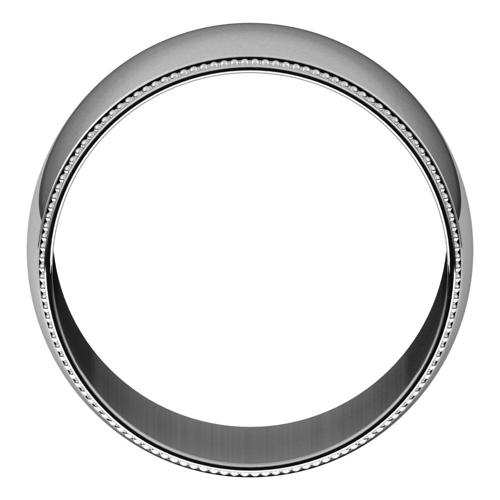 14K White Gold 12 mm Lightweight Milgrain Half Round Band Size 6.5