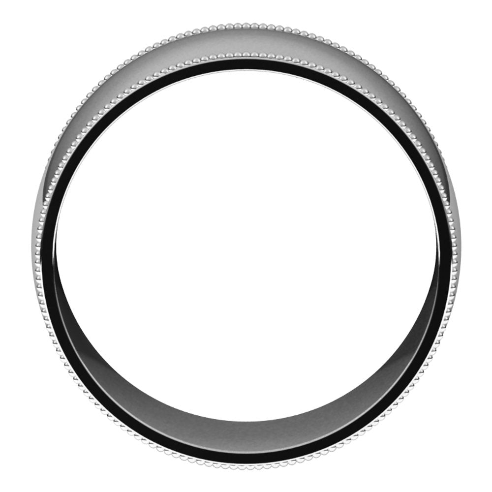 Sterling Silver 10 mm Milgrain Comfort-Fit Half Round Band Size 10.5
