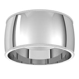 Sterling Silver 10 mm Milgrain Comfort-Fit Half Round Band Size 10.5