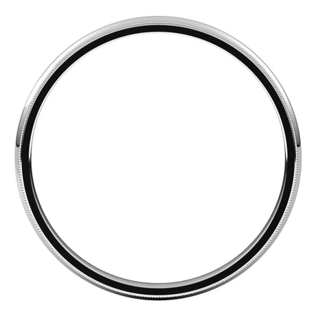 14K White Gold 2 mm Milgrain Comfort-Fit Half Round Band Size 5.5