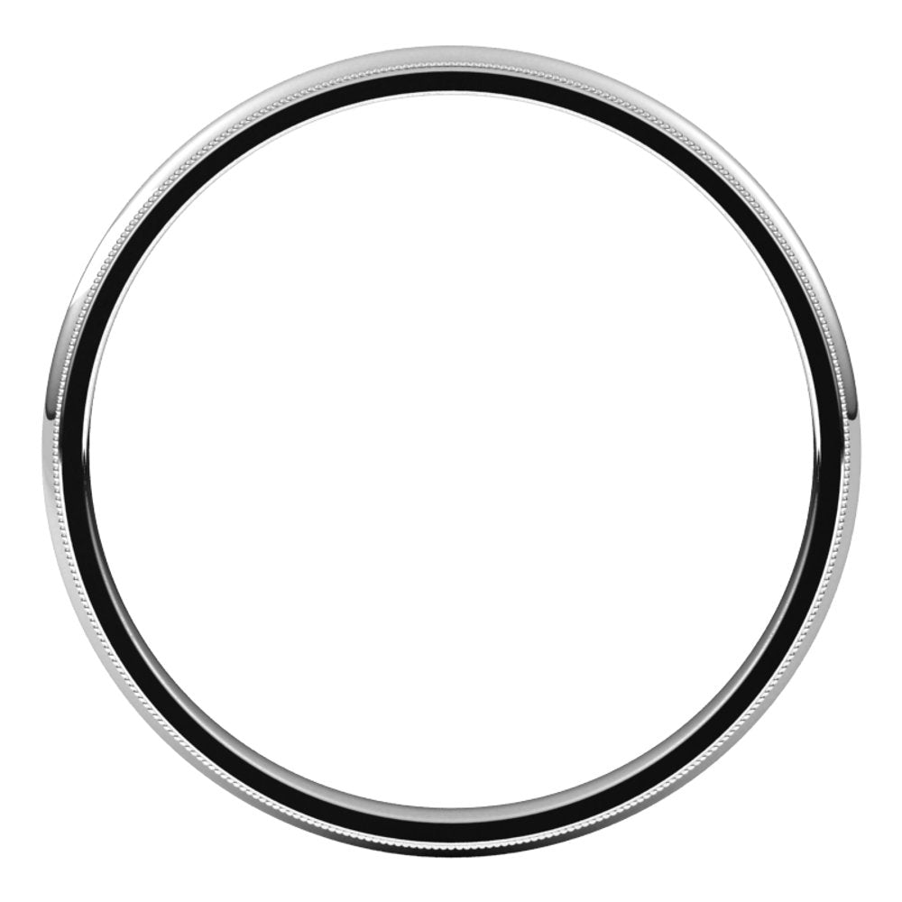14K White Gold 2 mm Milgrain Comfort-Fit Half Round Band Size 5.5