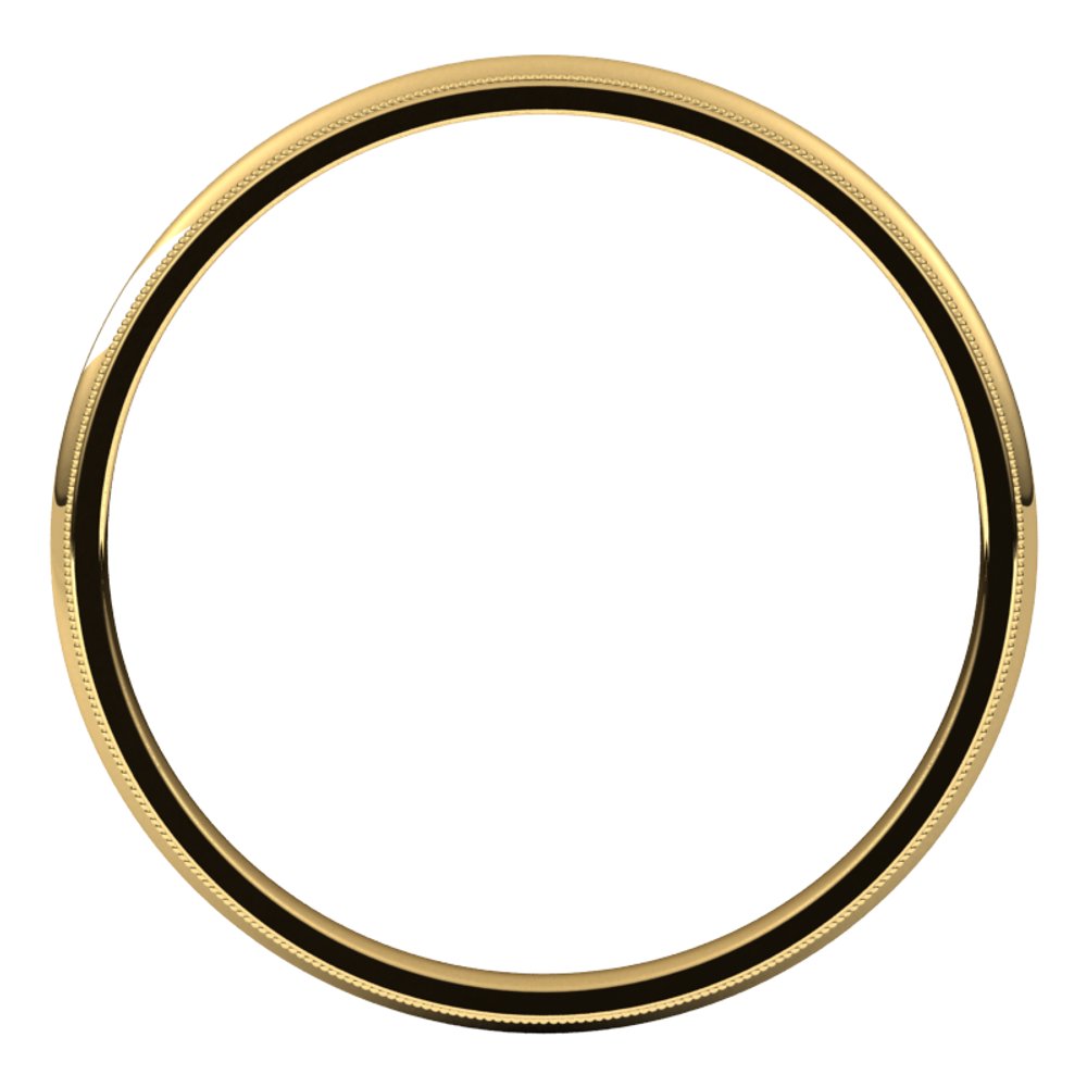 14K Yellow Gold 2 mm Milgrain Comfort-Fit Half Round Band Size 5.5