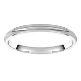 14K White Gold 2 mm Milgrain Comfort-Fit Half Round Band Size 5.5