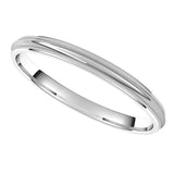 14K White Gold 2 mm Milgrain Comfort-Fit Half Round Band Size 5.5