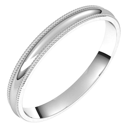 14K White Gold 2.5 mm Milgrain Comfort-Fit Half Round Band Size 4