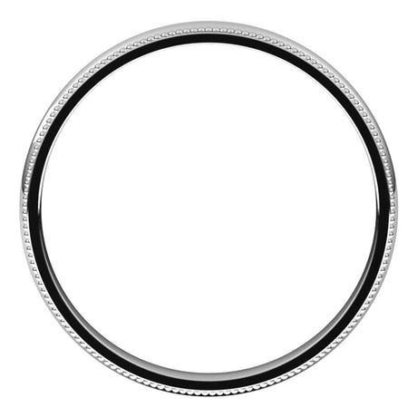 Platinum 2.5 mm Milgrain Comfort-Fit Half Round Band Size 7