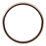 14K Rose 2.5 mm Milgrain Half Round Comfort Fit Band Size 7.5