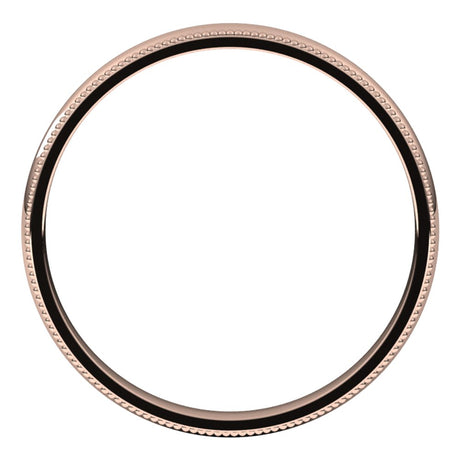14K Rose 2.5 mm Milgrain Comfort-Fit Half Round Band Size 4.5