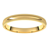 14K Yellow 2.5 mm Milgrain Half Round Comfort Fit Band