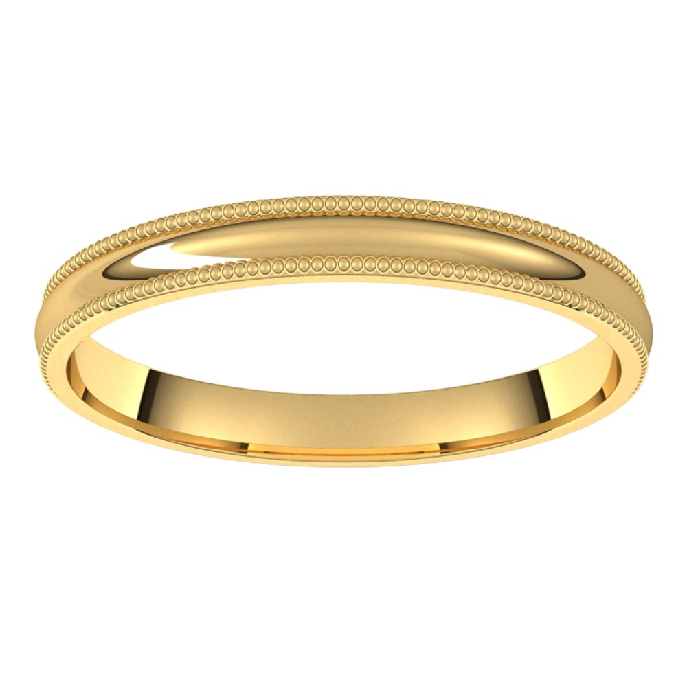 10K Yellow Gold 2.5 mm Lightweight Milgrain Comfort-Fit Half Round Band Size 4.5