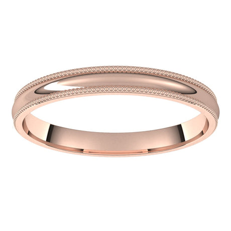 18K Rose Gold 2.5 mm Milgrain Comfort-Fit Half Round Band Size 5