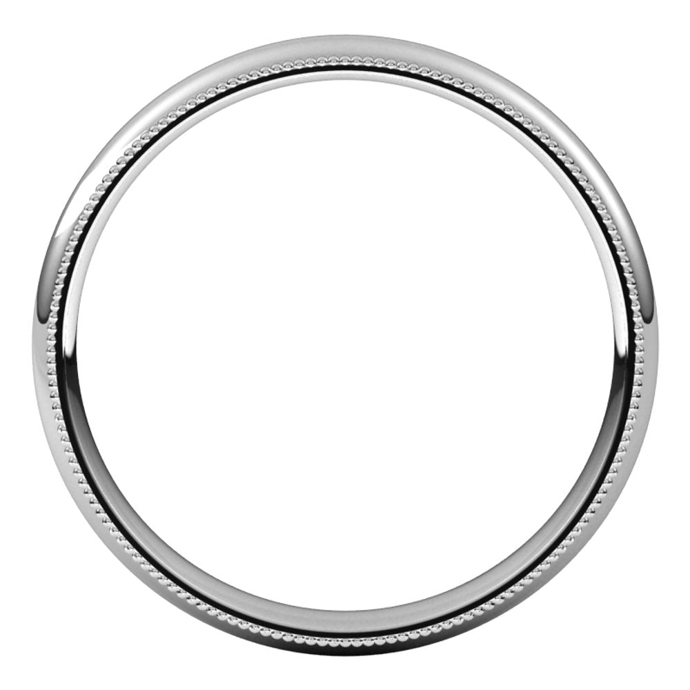 Platinum 3 mm Milgrain Half Round Comfort Fit Band Size 6.5