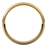 14K Yellow 3 mm Milgrain Half Round Comfort Fit Light Band Size 10