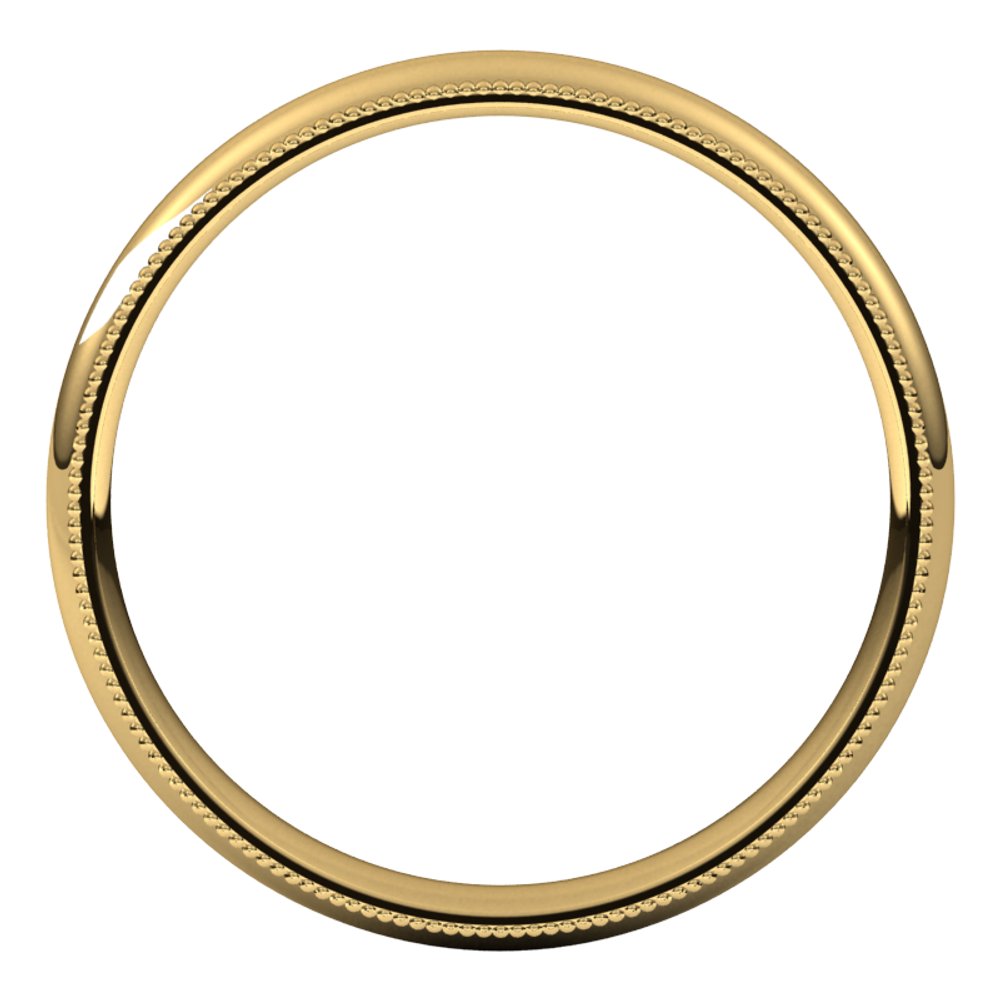 14K Yellow 3 mm Milgrain Half Round Comfort Fit Band